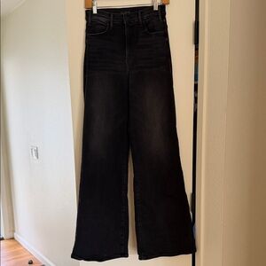 MOTHER Hustler Roller Sneak Black Wash High-Rise Wide-Leg Jeans Size 26